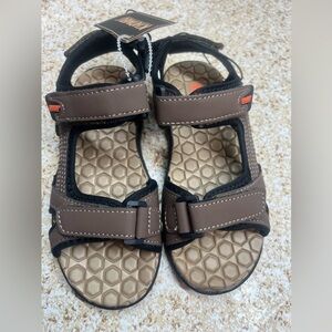 Khombu Brown Kids Sandals with Black Accents